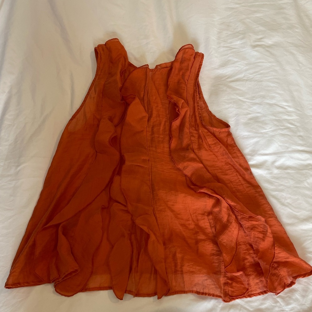 Orange zara blouse with ruffles